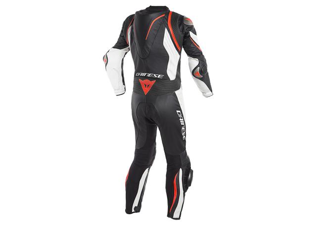 DAINESE KYALAMI 1PC PERFORATED SUIT BLACK WHITE FLURO RED