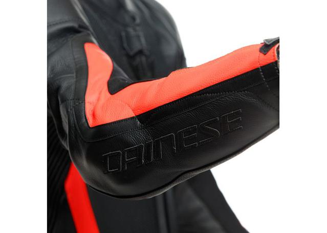 DAINESE GEN-Z JUNIOR 1PC PERFORATED SUIT BLACK FLURO RED BLACK