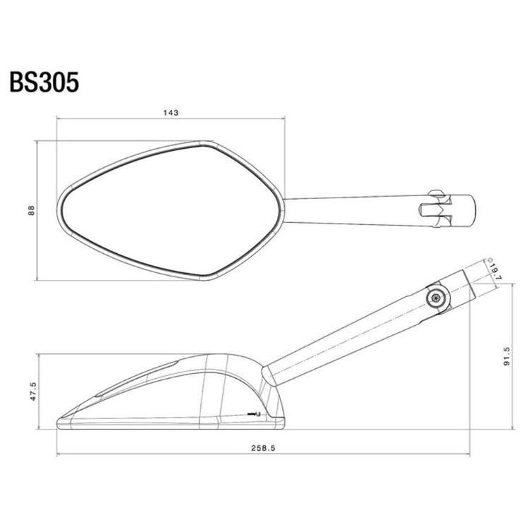 Rizoma Veloce L Sport Mirror Black