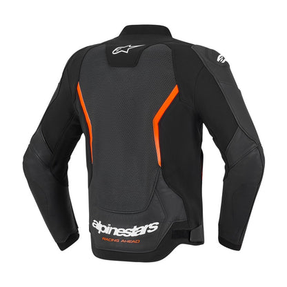 ALPINESTARS GP FORCE V2 LEATHER JACKET AIRFLOW BLACK FLURO RED