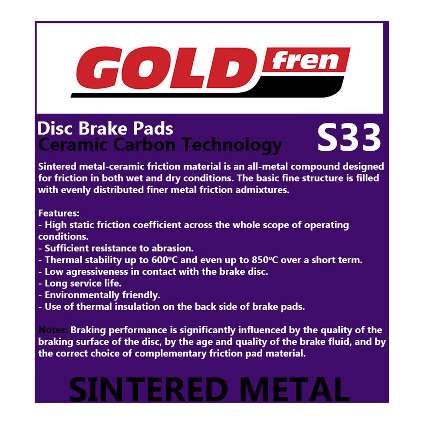 GOLDfren Brake Pads GF214 - S33