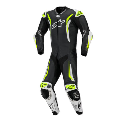 Alpinestars GP TECH V5 1 PC LEATHER SUIT BLACK WHITE YELLOW FLURO
