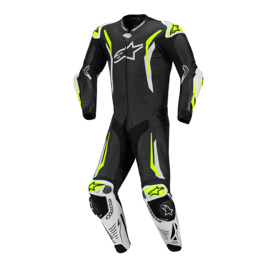 Alpinestars GP TECH V5 1 PC LEATHER SUIT BLACK WHITE YELLOW FLURO