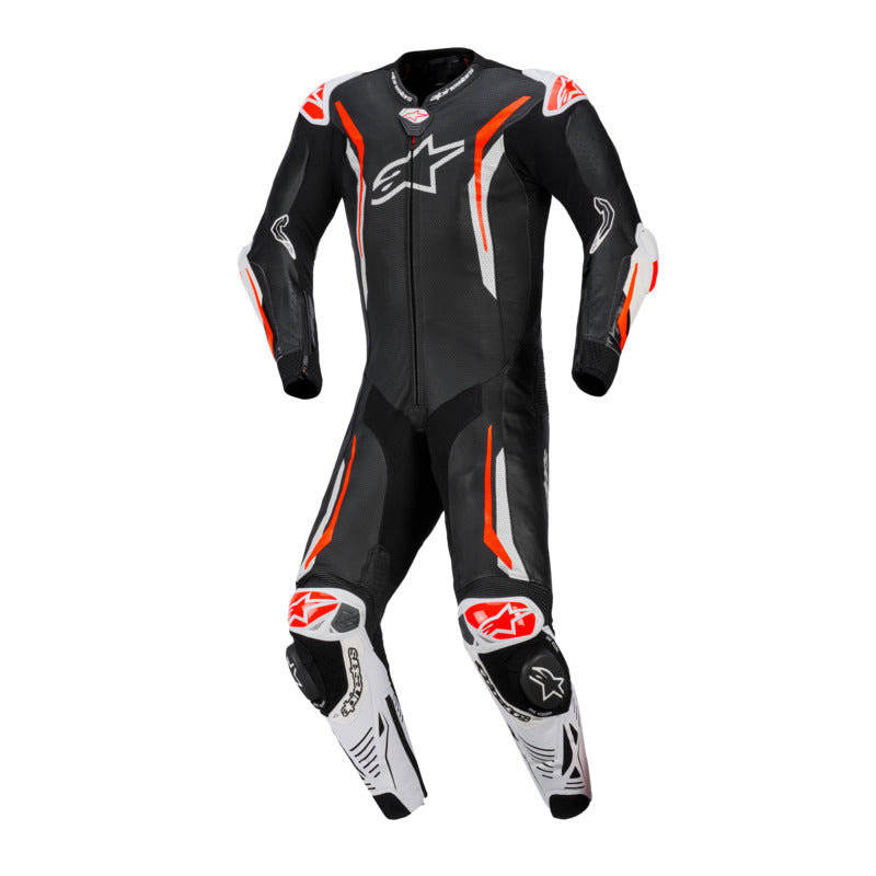 Alpinestars GP TECH V5 1 PC LEATHER SUIT BLACK WHITE RED FLURO