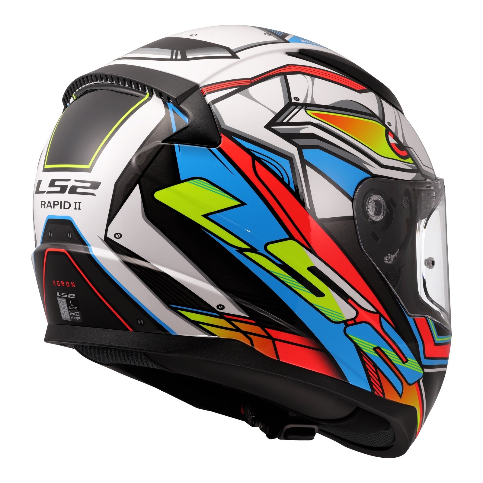 LS2 FF353 Rapid II XDron Helmet - White / Hi-Vis Orange / Blue