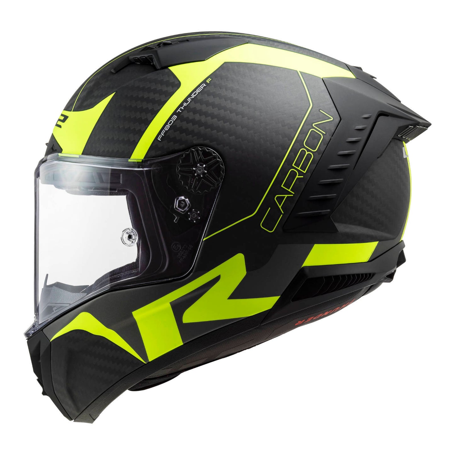 LS2 FF805C Thunder Carbon Helmet -  Matte Carbon / Hi-Vis Yellow