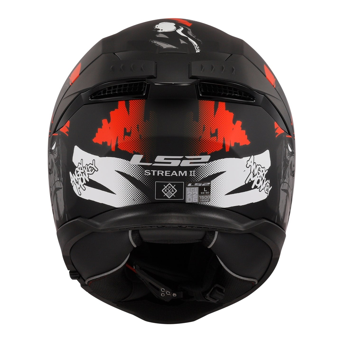 LS2 FF808 Stream II Angry Monkey Helmet - Matte Black / Red 06