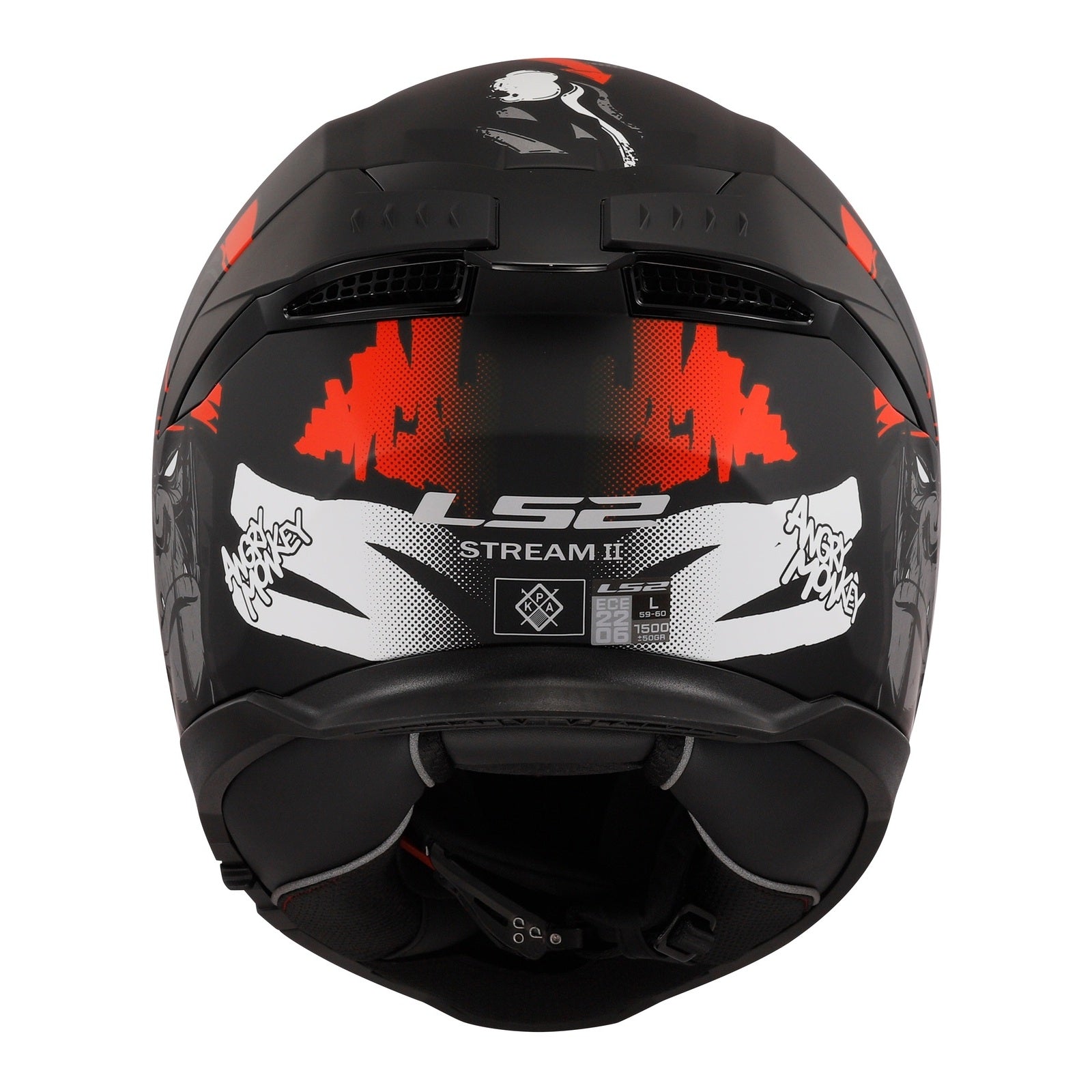 LS2 FF808 Stream II Angry Monkey Helmet - Matte Black / Red 06