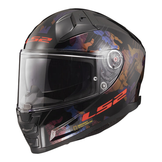 LS2 FF811 Vector II Kamo Helmet - Black / Blue / Titanium 06