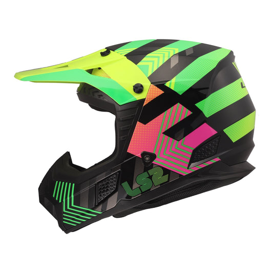 LS2 MX706J COZ Chromatic Helmet - Black / Hi-Vis Pink