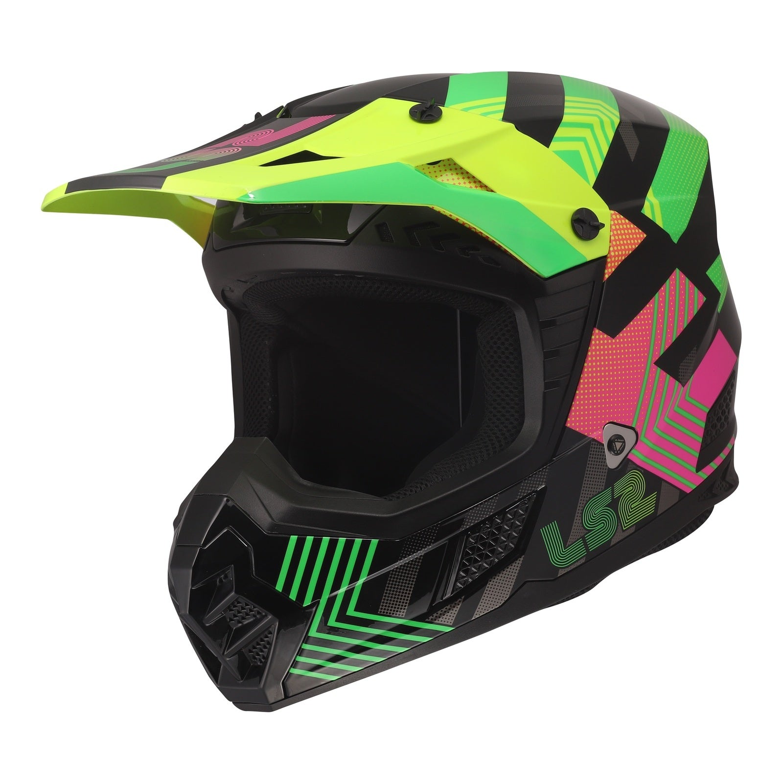 LS2 MX706J COZ Chromatic Helmet - Black / Hi-Vis Pink