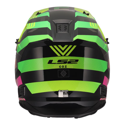 LS2 MX706J COZ Chromatic Helmet - Black / Hi-Vis Pink