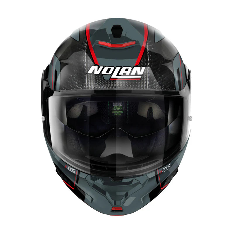 Nolan X-1005 Ultra Carbon Flip Up Undercover Helmet - Carbon Grey/Red