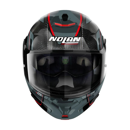 Nolan X-1005 Ultra Carbon Flip Up Undercover Helmet - Carbon Grey/Red