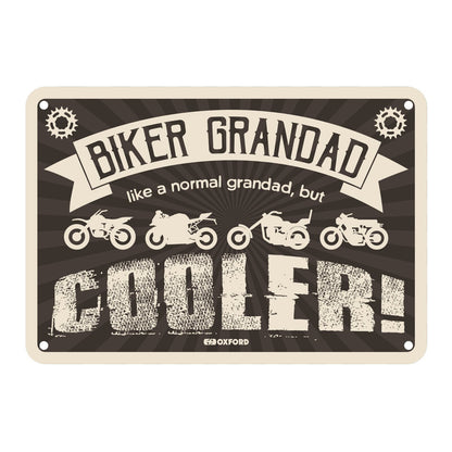 Oxford Garage Metal Sign: Biker Grandad, Like a Normal Grandad, But Cooler