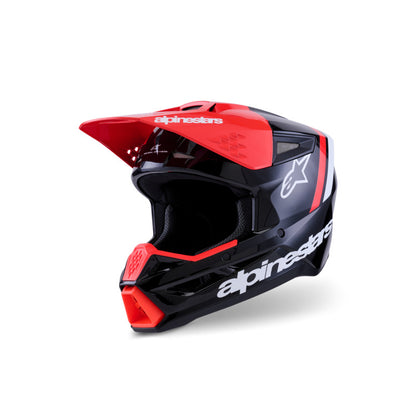 Alpinestars SM3 RADIUM HELMET ECE06 BLACK FLURO-RED WHITE GLOSSY