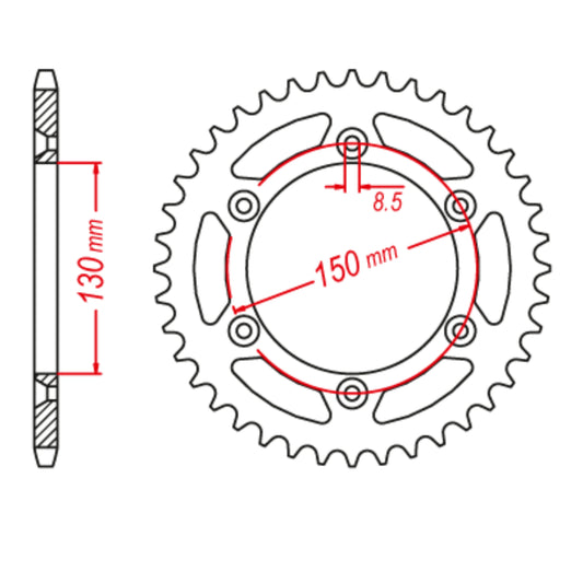 MTX 251 Hornet Lightweight Steel Rear Sprocket #520 (11H-428)