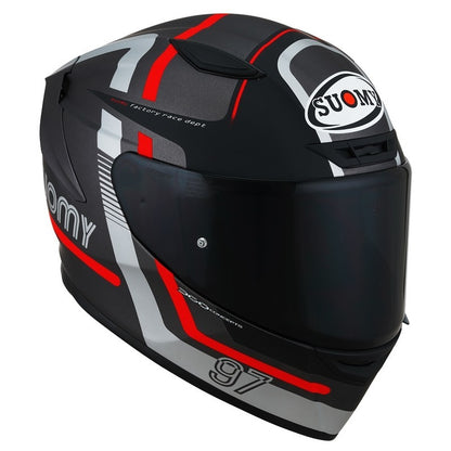 Suomy TRACK-1 E06 NINETY SEVEN Gun Metal / RED