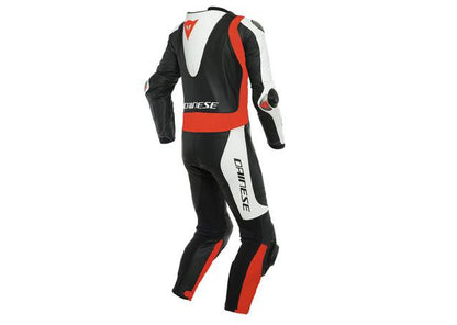 DAINESE LAGUNA SECA 5 1PC PERFORATED SUIT BLACK WHITE FLURO RED