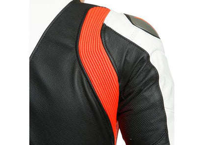 DAINESE LAGUNA SECA 5 1PC PERFORATED SUIT BLACK WHITE FLURO RED