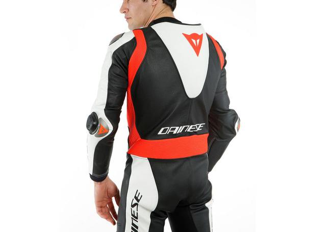 DAINESE LAGUNA SECA 5 1PC PERFORATED SUIT BLACK WHITE FLURO RED