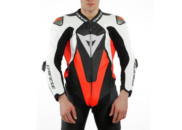 DAINESE LAGUNA SECA 5 1PC PERFORATED SUIT BLACK WHITE FLURO RED