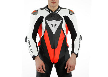 DAINESE LAGUNA SECA 5 1PC PERFORATED SUIT BLACK WHITE FLURO RED