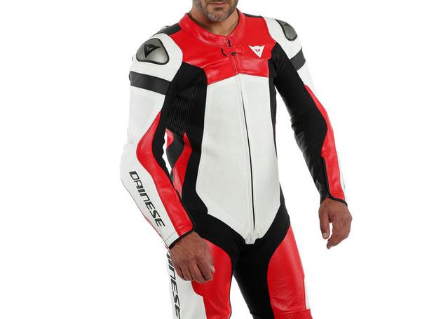 DAINESE ASSEN 2 1PC PERFORATED SUIT WHITE RED BLACK