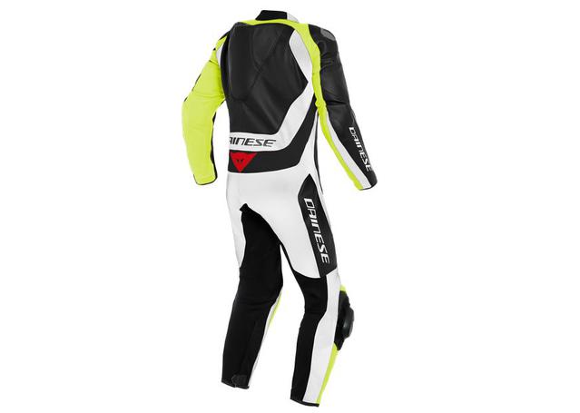 DAINESE ASSEN 2 1PC PERFORATED SUIT BLACK WHITE FLURO YELLOW