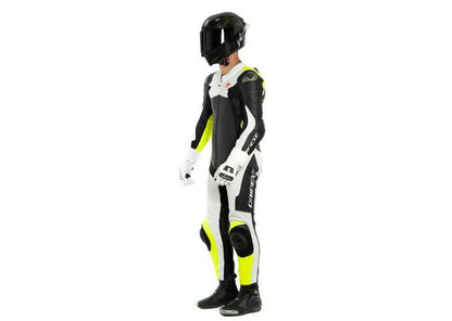 DAINESE ASSEN 2 1PC PERFORATED SUIT BLACK WHITE FLURO YELLOW