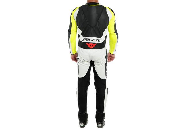DAINESE ASSEN 2 1PC PERFORATED SUIT BLACK WHITE FLURO YELLOW