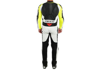 DAINESE ASSEN 2 1PC PERFORATED SUIT BLACK WHITE FLURO YELLOW