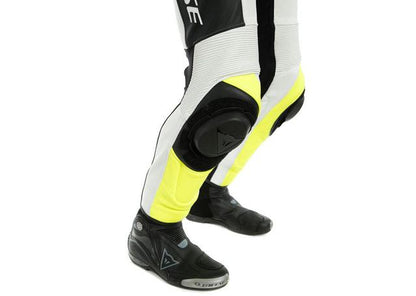 DAINESE ASSEN 2 1PC PERFORATED SUIT BLACK WHITE FLURO YELLOW
