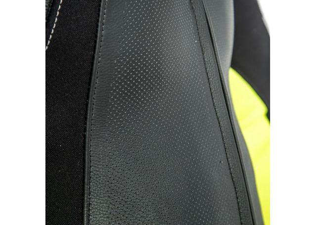 DAINESE ASSEN 2 1PC PERFORATED SUIT BLACK WHITE FLURO YELLOW