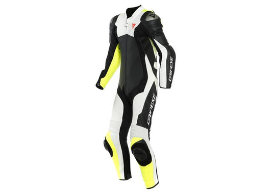 DAINESE ASSEN 2 1PC PERFORATED SUIT BLACK WHITE FLURO YELLOW