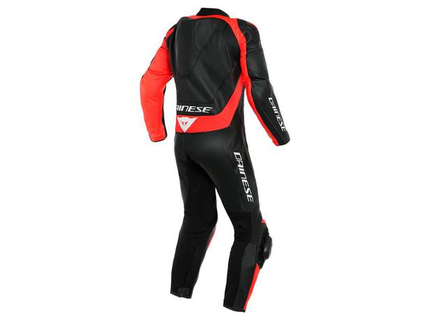 DAINESE ASSEN 2 1PC PERFORATED SUIT BLACK FLURO RED