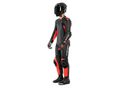 DAINESE ASSEN 2 1PC PERFORATED SUIT BLACK FLURO RED