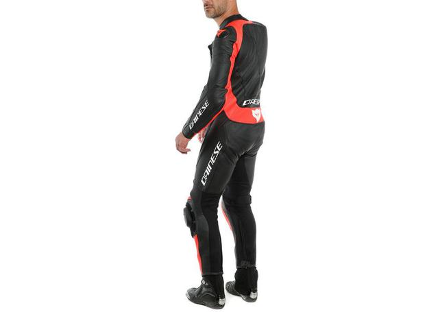 DAINESE ASSEN 2 1PC PERFORATED SUIT BLACK FLURO RED