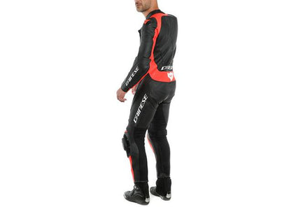 DAINESE ASSEN 2 1PC PERFORATED SUIT BLACK FLURO RED