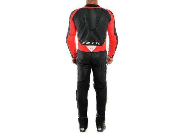 DAINESE ASSEN 2 1PC PERFORATED SUIT BLACK FLURO RED