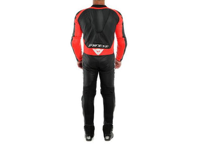DAINESE ASSEN 2 1PC PERFORATED SUIT BLACK FLURO RED