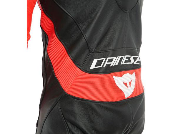 DAINESE ASSEN 2 1PC PERFORATED SUIT BLACK FLURO RED