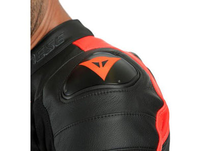DAINESE ASSEN 2 1PC PERFORATED SUIT BLACK FLURO RED