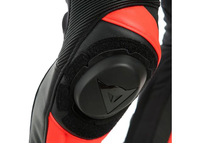 DAINESE ASSEN 2 1PC PERFORATED SUIT BLACK FLURO RED