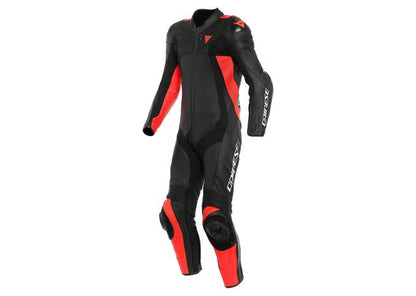 DAINESE ASSEN 2 1PC PERFORATED SUIT BLACK FLURO RED