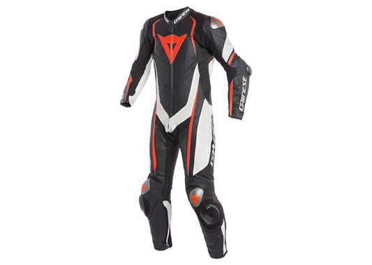 DAINESE KYALAMI 1PC PERFORATED SUIT BLACK WHITE FLURO RED