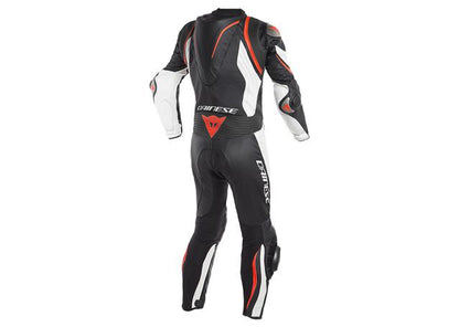 DAINESE KYALAMI 1PC PERFORATED SUIT BLACK WHITE FLURO RED