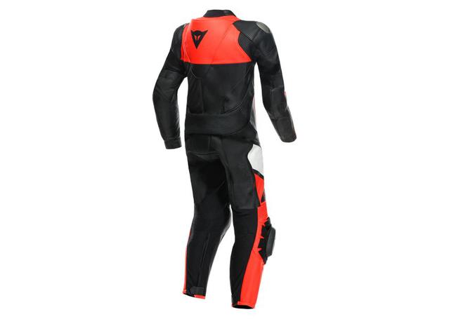 DAINESE GEN-Z JUNIOR 1PC PERFORATED SUIT BLACK FLURO RED BLACK