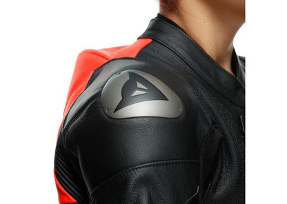 DAINESE GEN-Z JUNIOR 1PC PERFORATED SUIT BLACK FLURO RED BLACK