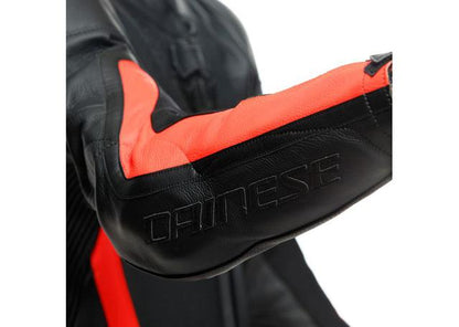DAINESE GEN-Z JUNIOR 1PC PERFORATED SUIT BLACK FLURO RED BLACK